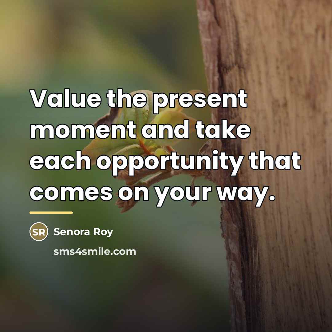 “Value the present moment and take each opportunity that comes…” quote by Senora Roy