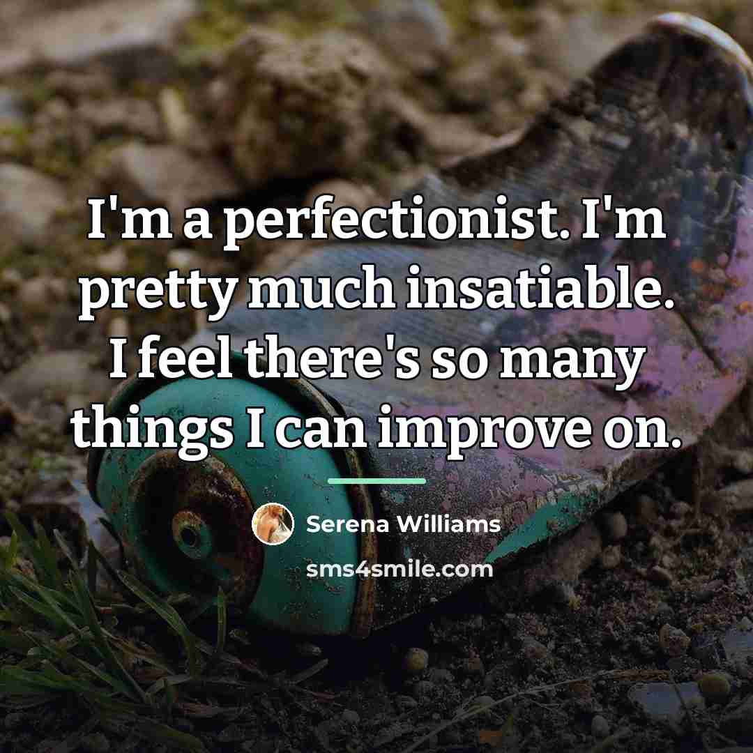 “I'm a perfectionist. I'm pretty much insatiable. I feel there's…” quote by Serena Williams