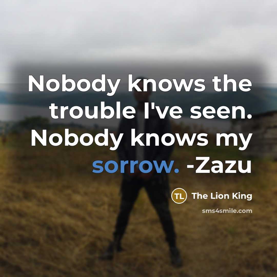 “Nobody knows the trouble I've seen. Nobody knows my sorrow.…” quote by The Lion King