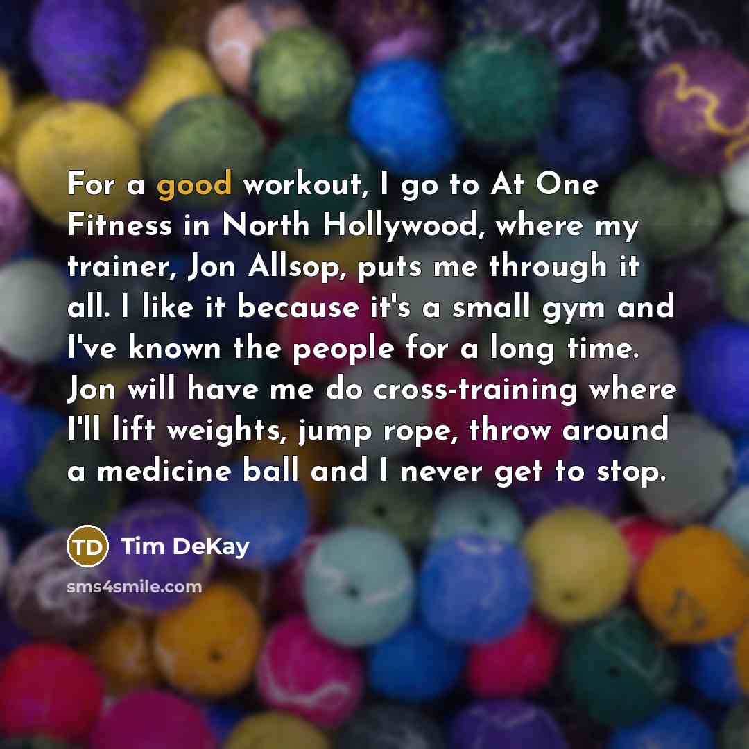 “For a good workout, I go to At One Fitness…” quote by Tim DeKay