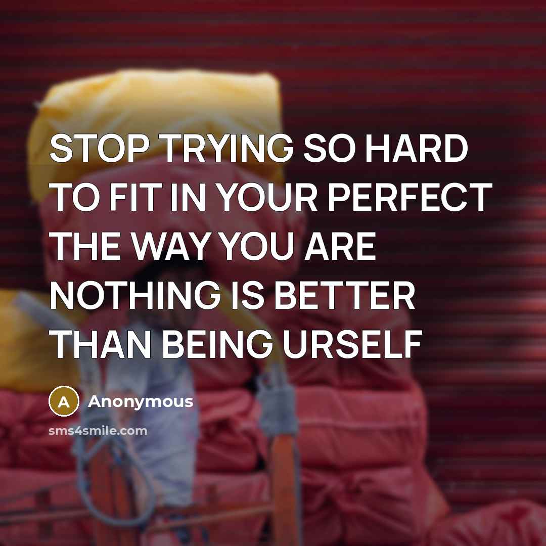 “STOP TRYING SO HARD TO FIT IN YOUR PERFECT THE…” quote by Anonymous
