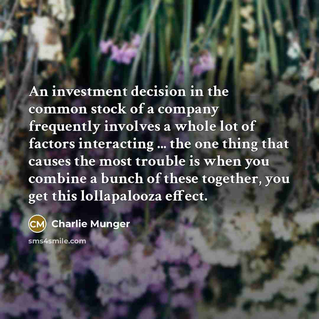“An investment decision in the common stock of a company…” quote by Charlie Munger