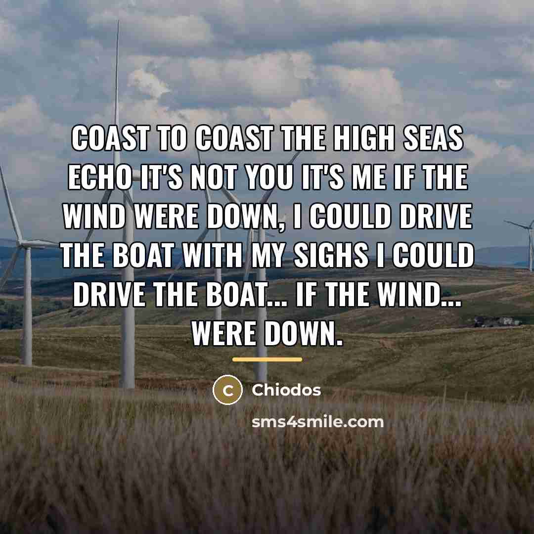 “Coast to coast the high seas echo it's not you…” quote by Chiodos