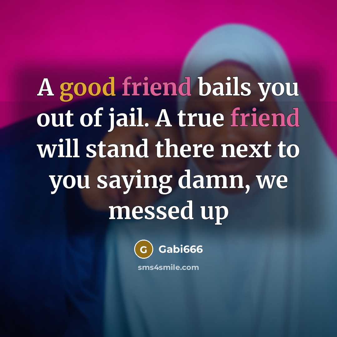 “A good friend bails you out of jail. A true…” quote by Gabi666