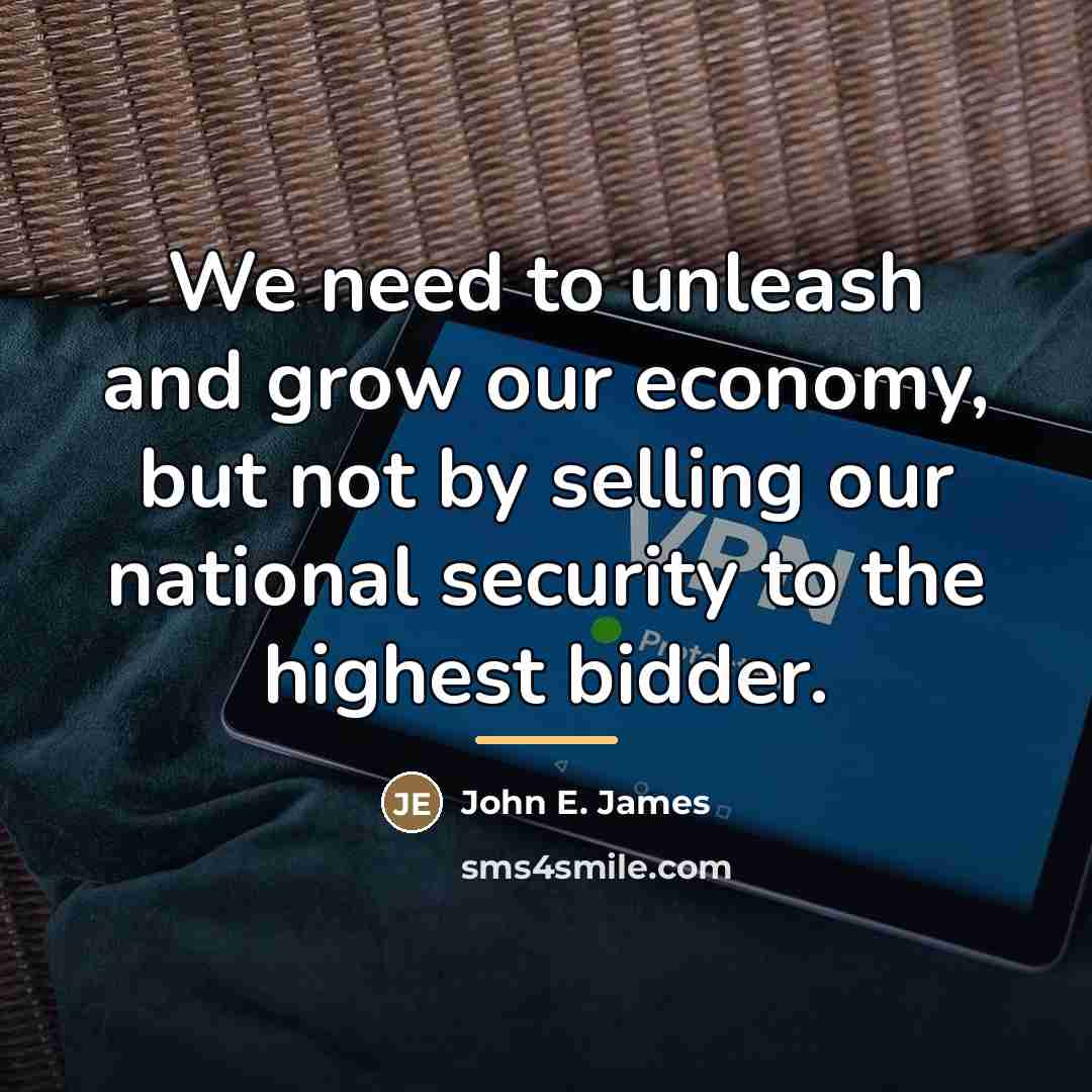 “We need to unleash and grow our economy, but not…” quote by John E. James