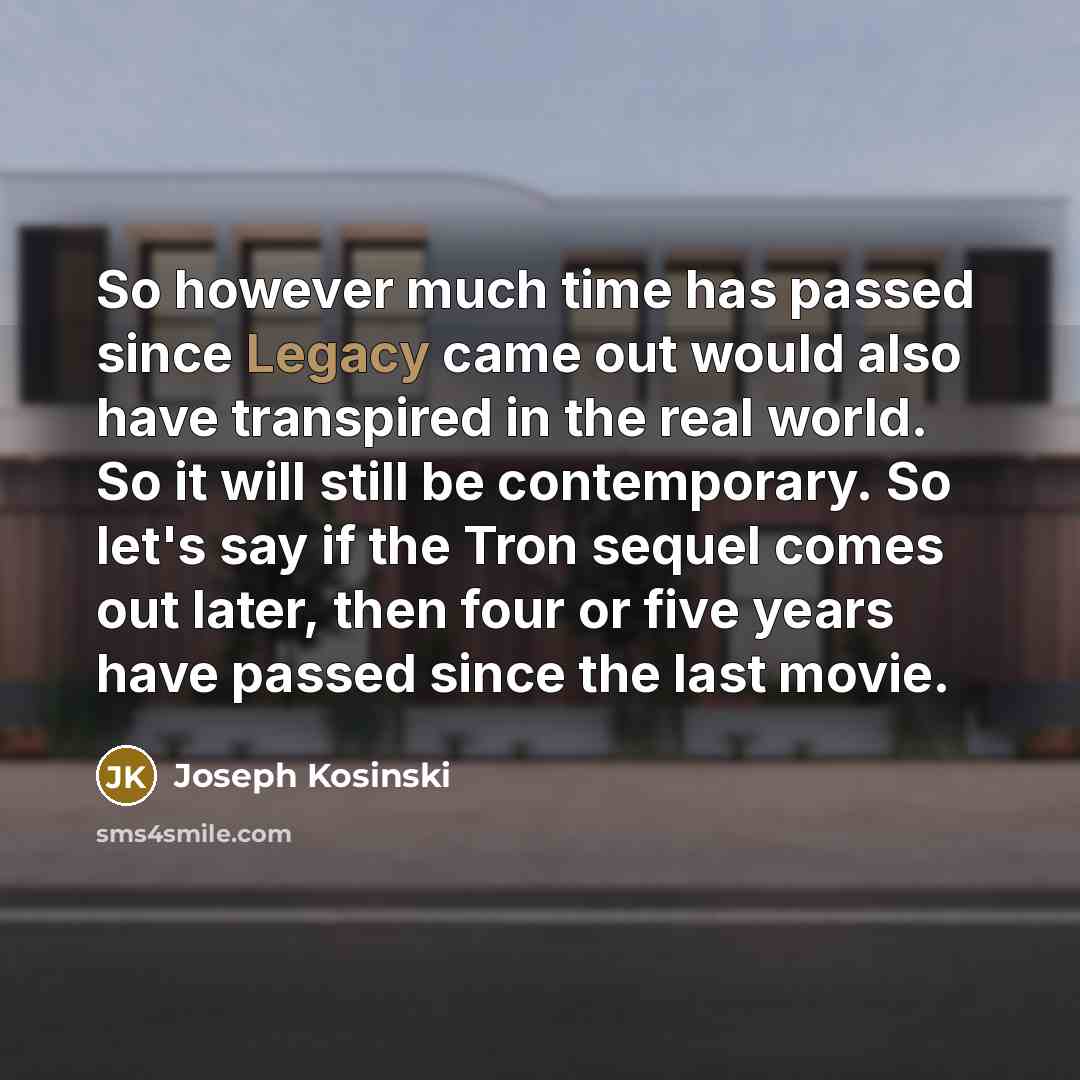 “So however much time has passed since Legacy came out…” quote by Joseph Kosinski