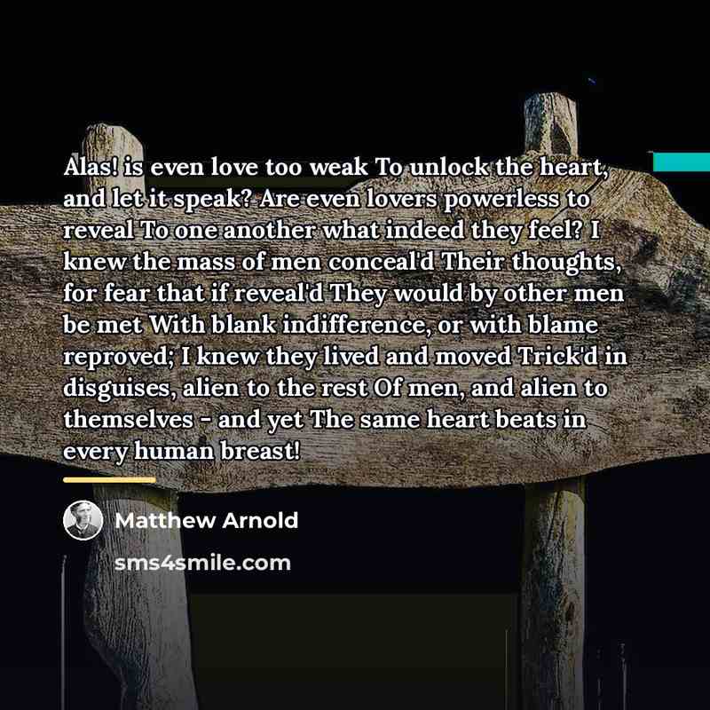 “Alas! is even love too weak To unlock the heart,…” quote by Matthew Arnold