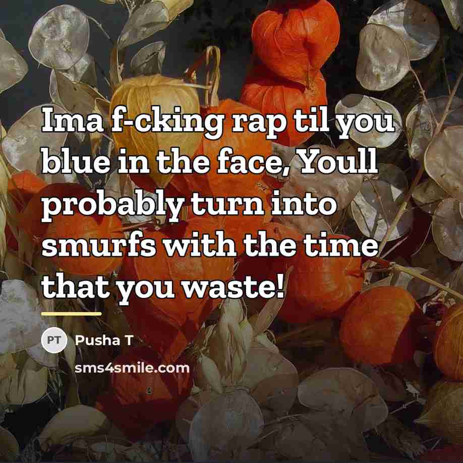 “Ima f-cking rap til you blue in the face, Youll…” quote by Pusha T