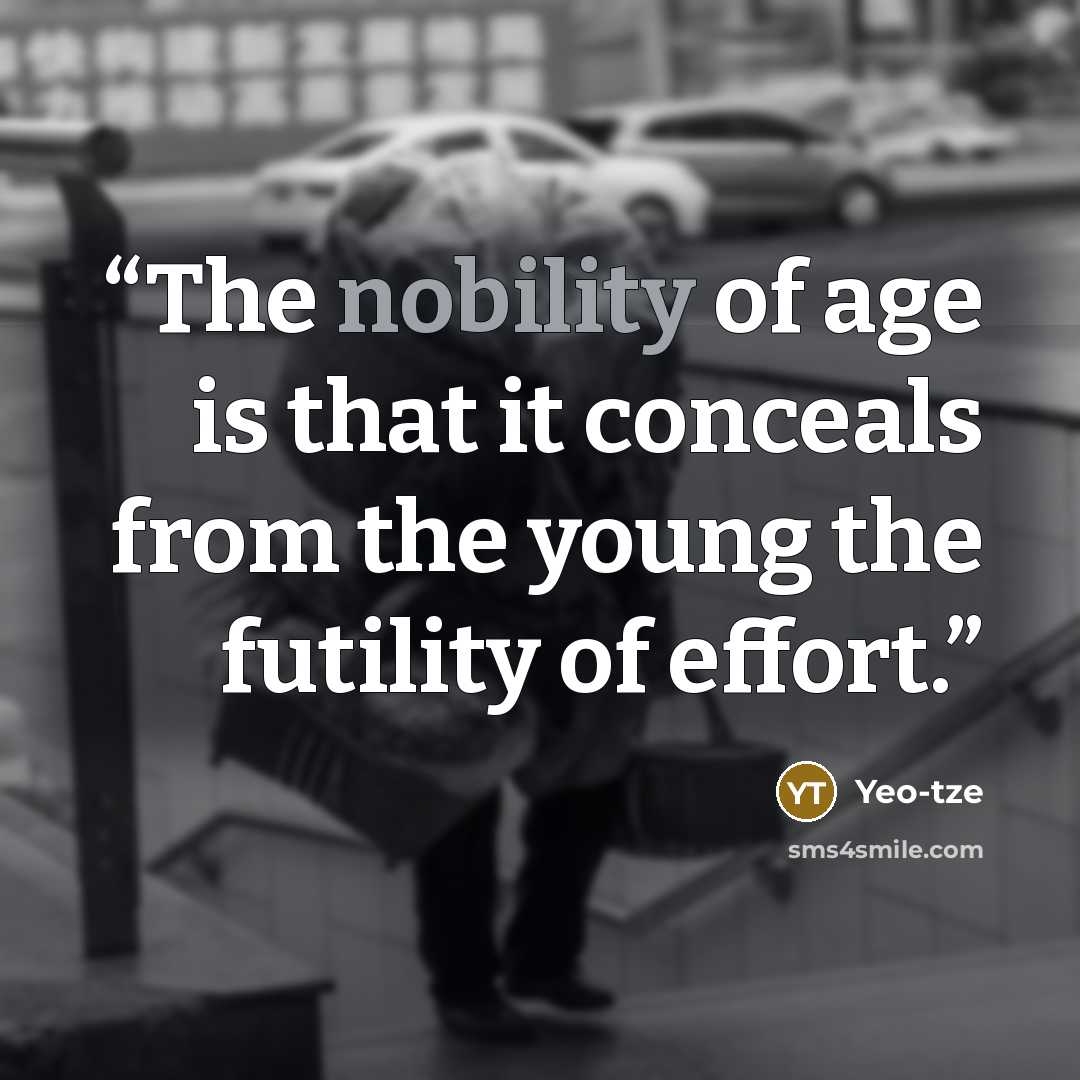 “The nobility of age is that it conceals from the young the futility of effort.” quote by Yeo-tze