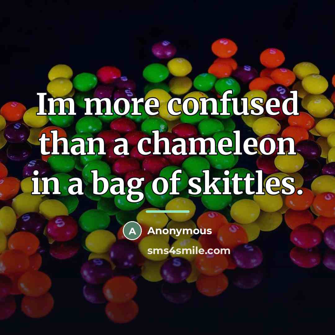 “Im more confused than a chameleon in a bag of…” quote by Anonymous