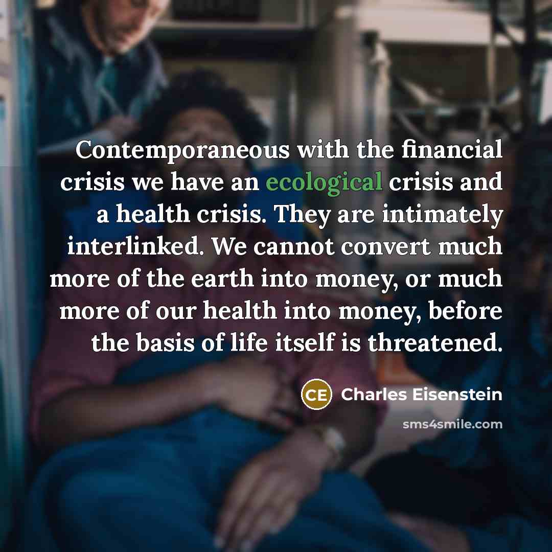 “Contemporaneous with the financial crisis we have an ecological crisis…” quote by Charles Eisenstein