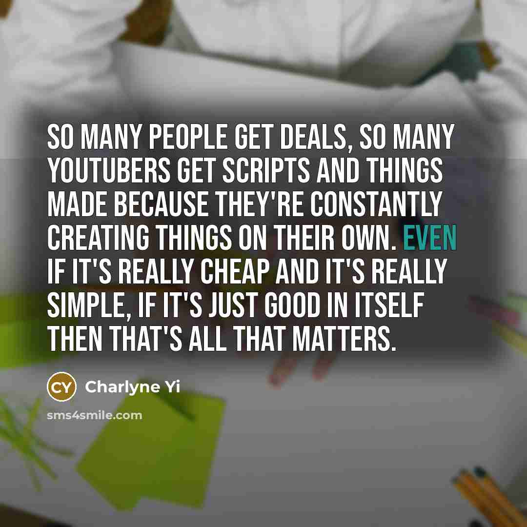 “So many people get deals, so many YouTubers get scripts…” quote by Charlyne Yi