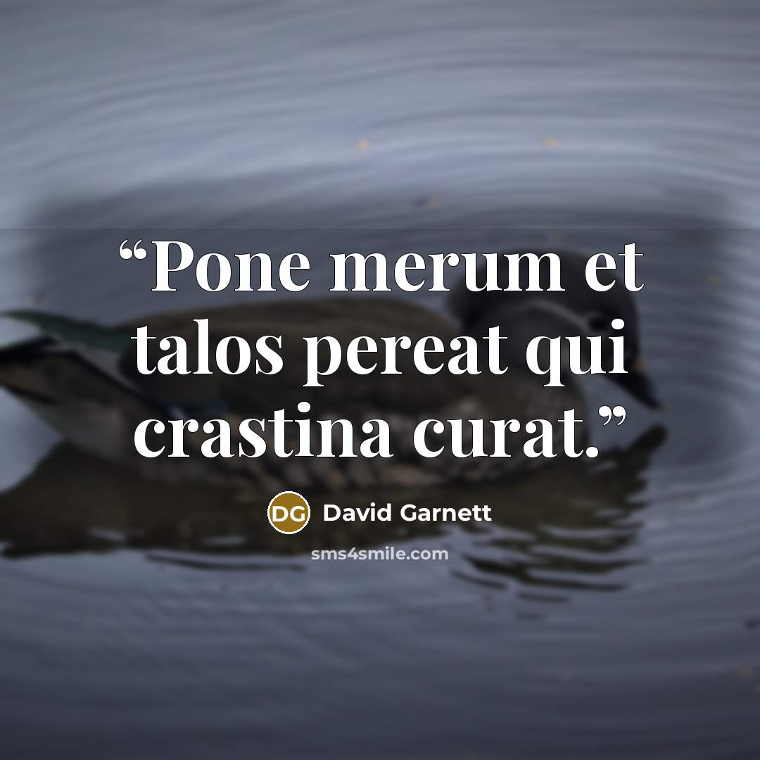 “Pone merum et talos pereat qui crastina curat.” quote by David Garnett