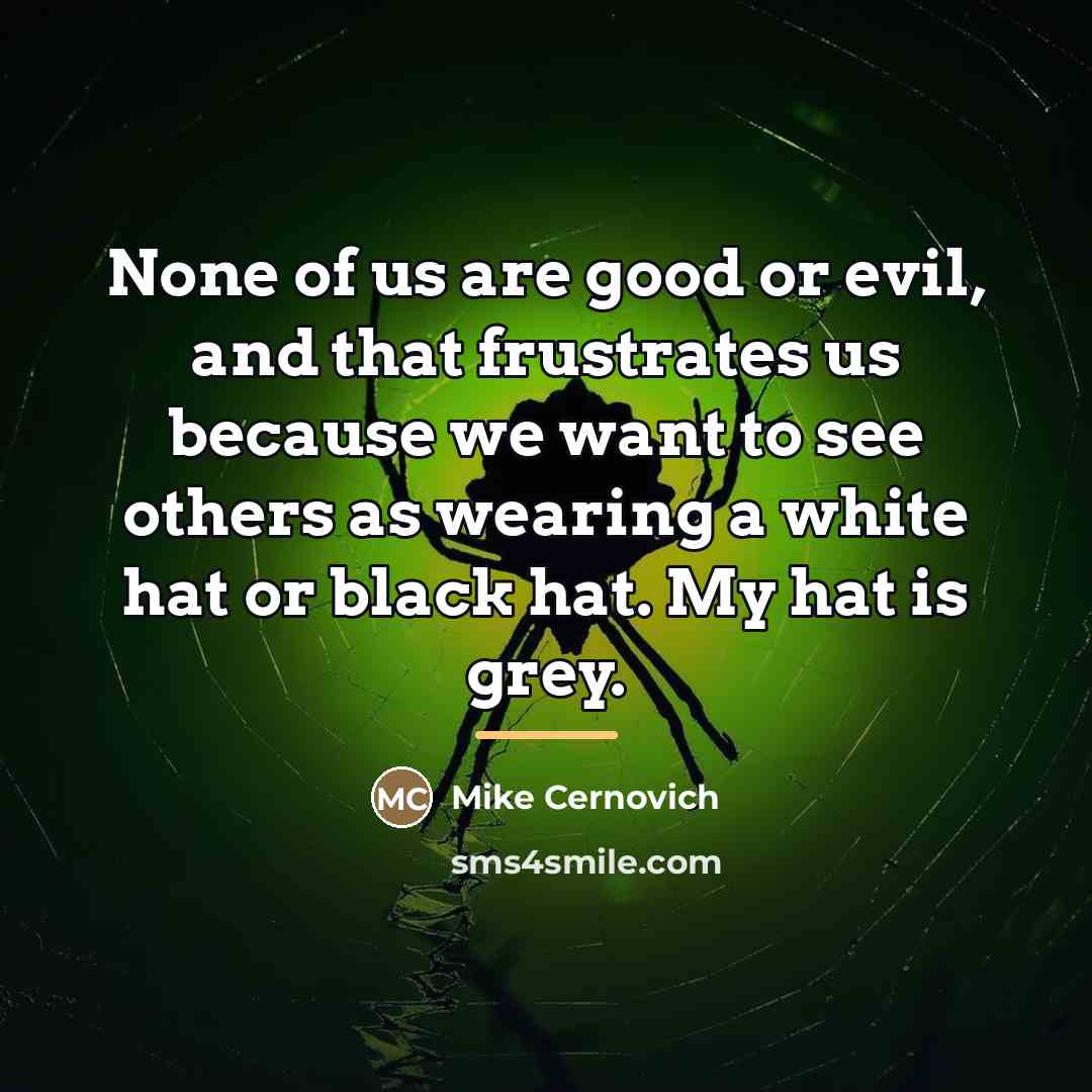 “None of us are good or evil, and that frustrates…” quote by Mike Cernovich