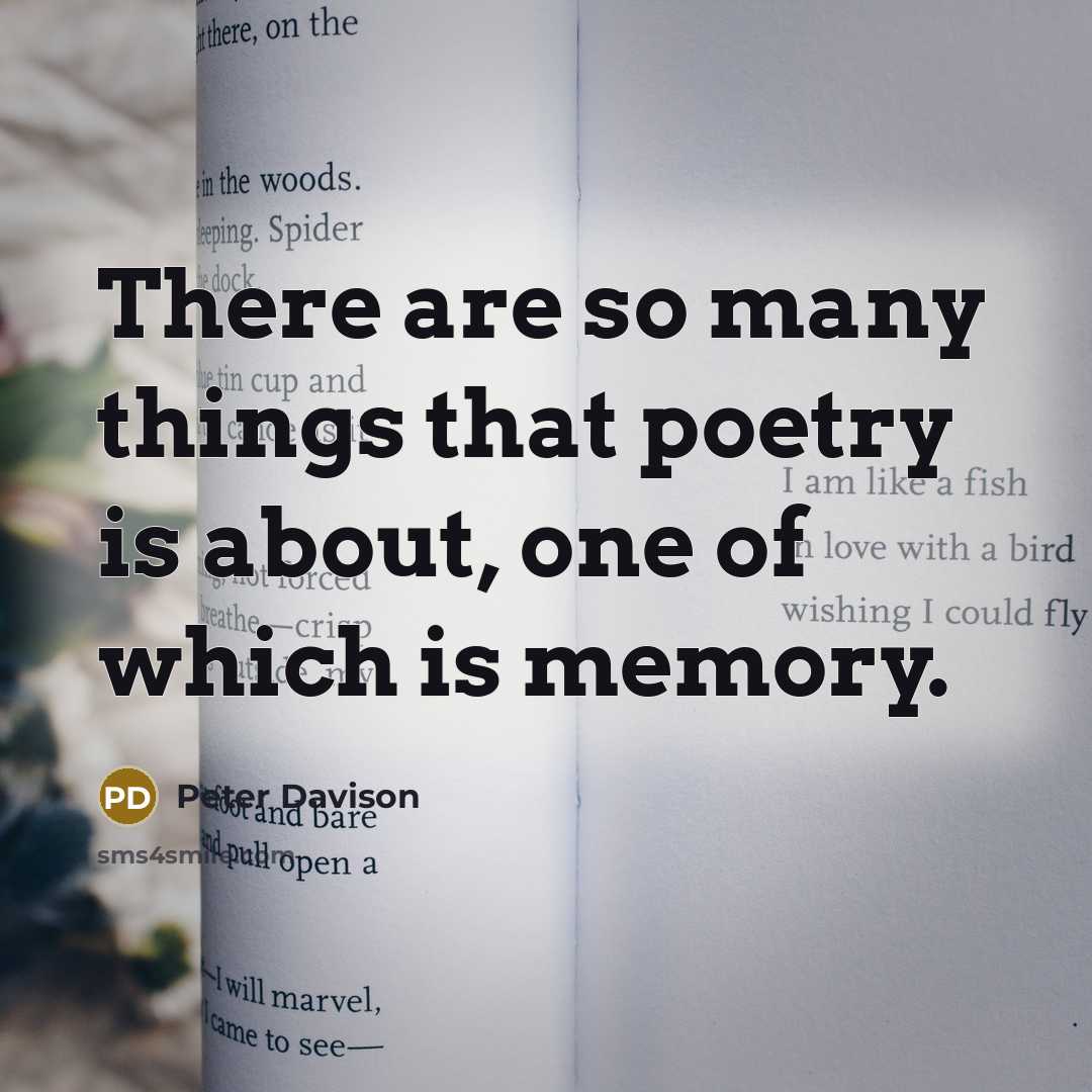 “There are so many things that poetry is about, one…” quote by Peter Davison