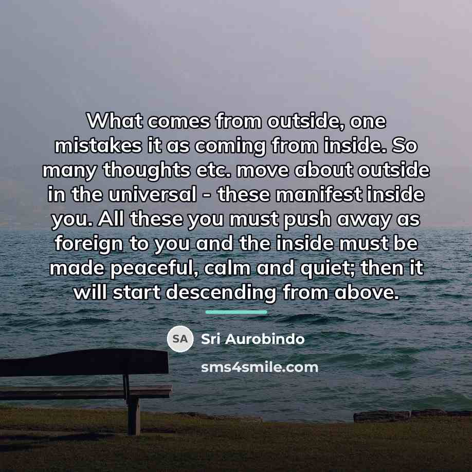 “What comes from outside, one mistakes it as coming from…” quote by Sri Aurobindo
