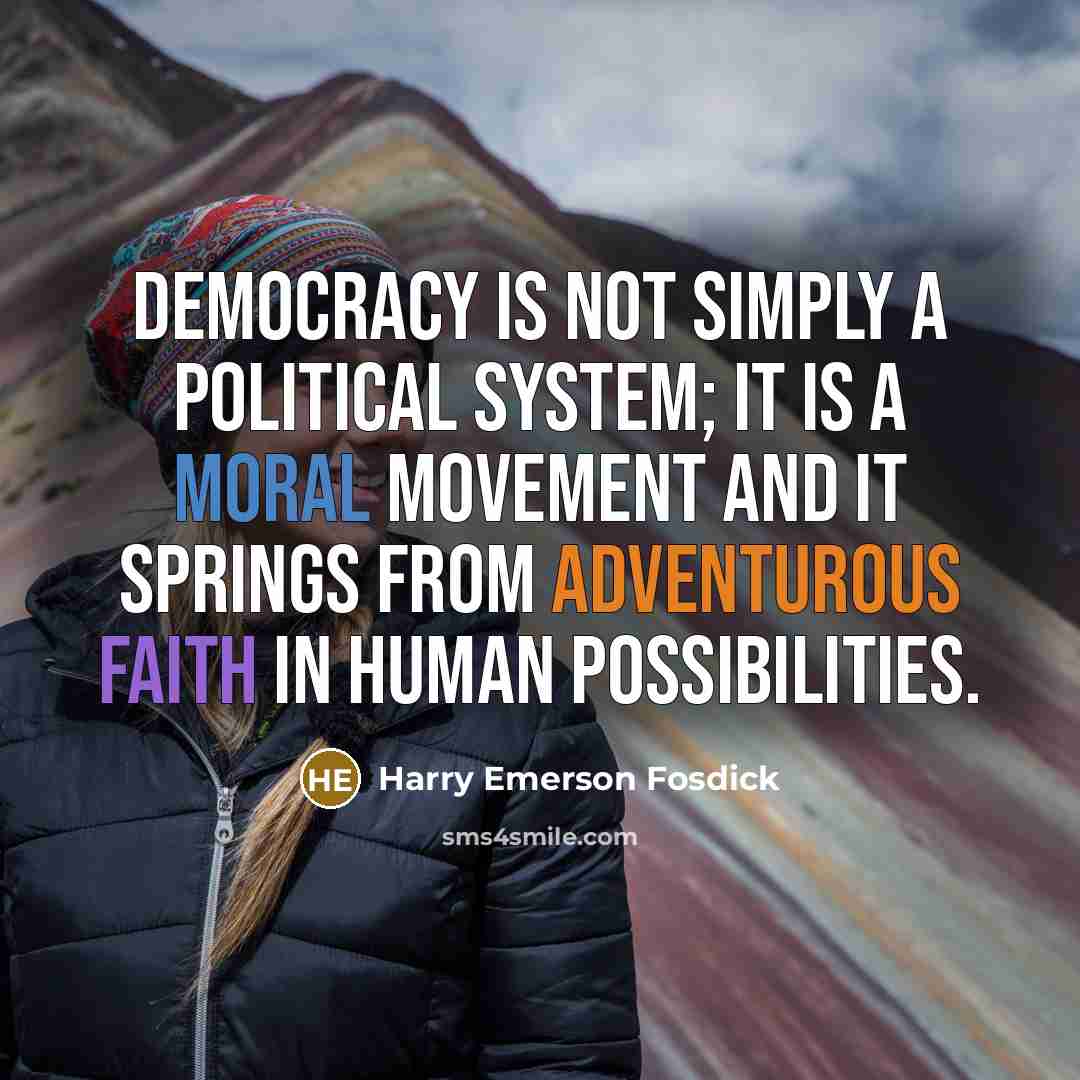 “Democracy is not simply a political system; it is a…” quote by Harry Emerson Fosdick