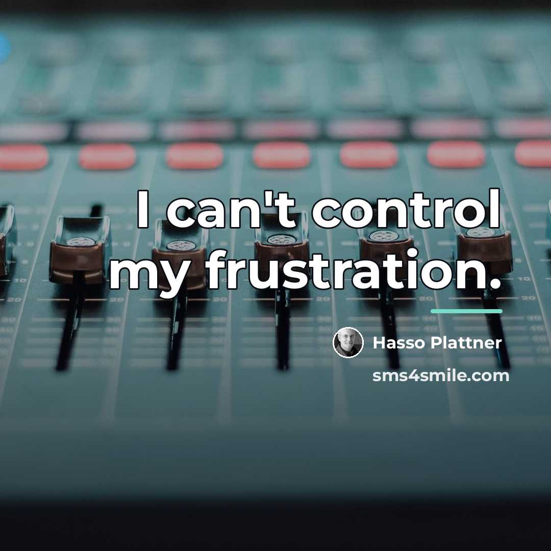 “I can't control my frustration.…” quote by Hasso Plattner