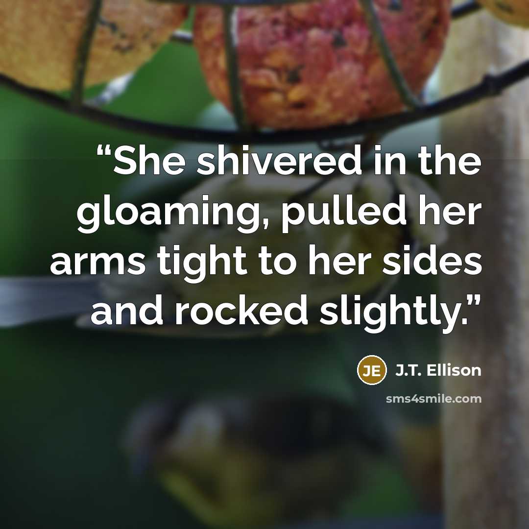 “She shivered in the gloaming, pulled her arms tight to her sides and rocked slightly.” quote by J.T. Ellison