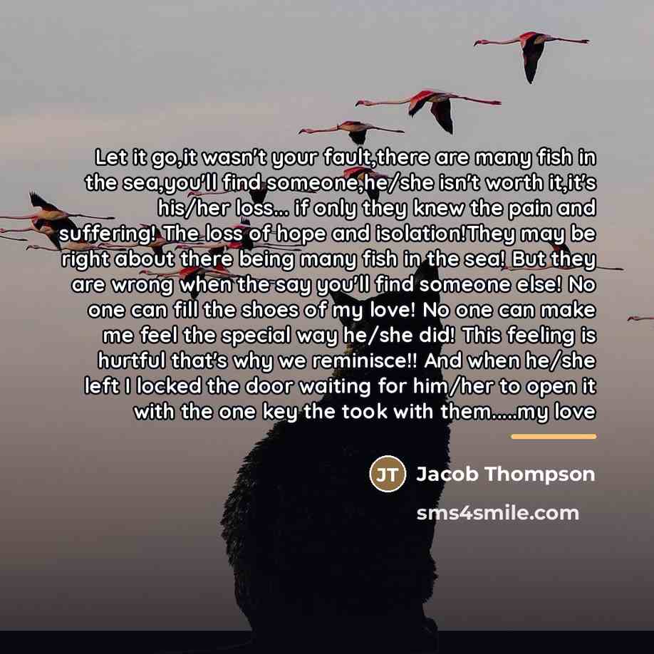 “Let it go,it wasn't your fault,there are many fish in…” quote by Jacob Thompson