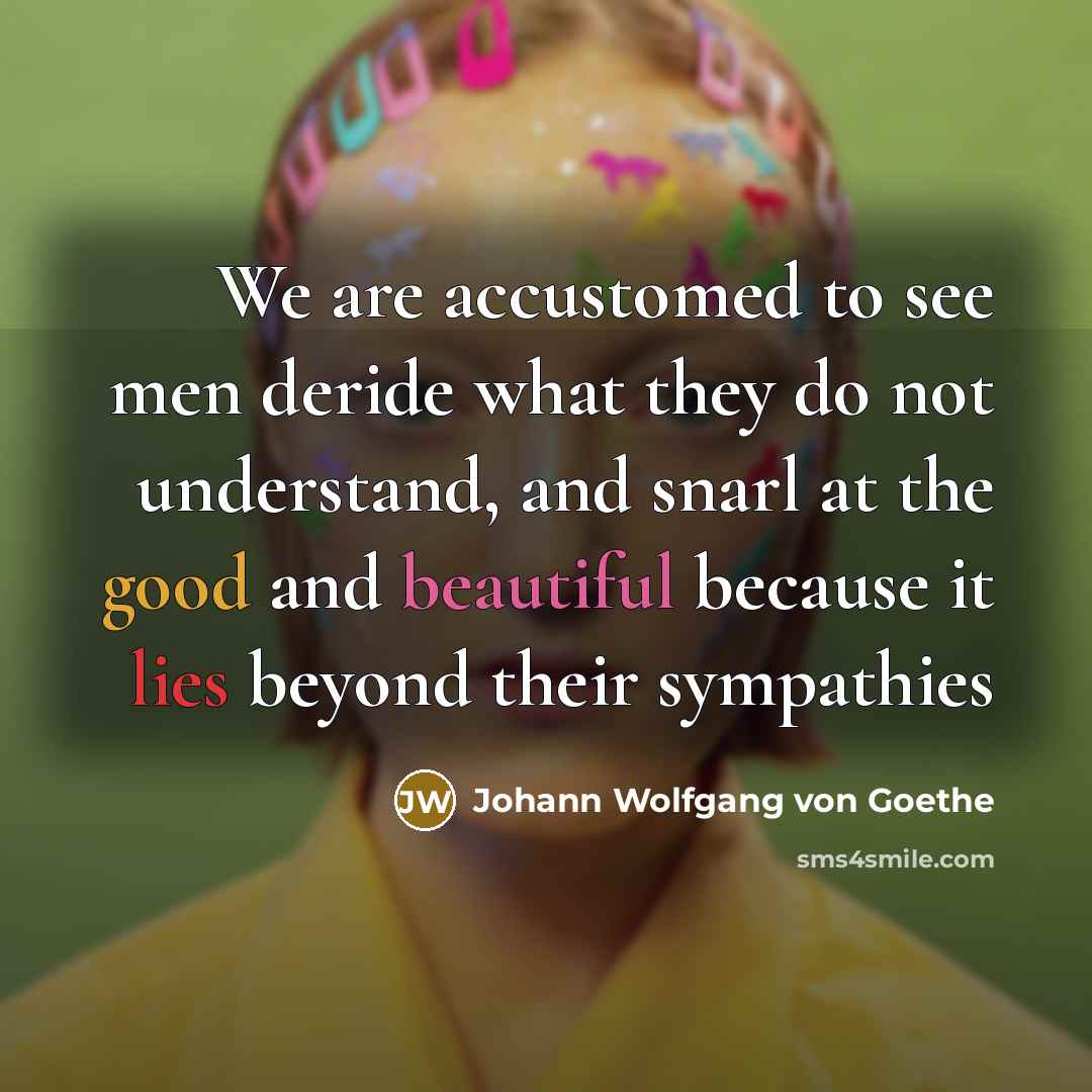 “We are accustomed to see men deride what they do…” quote by Johann Wolfgang von Goethe