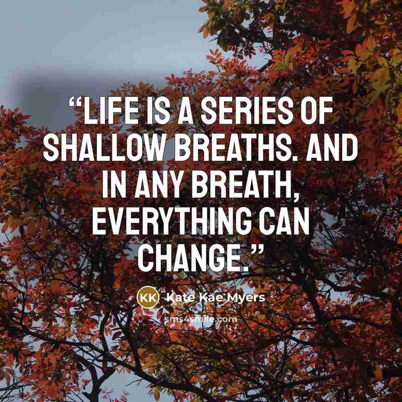 “Life is a series of shallow breaths. And in any breath, everything can change.” quote by Kate Kae Myers