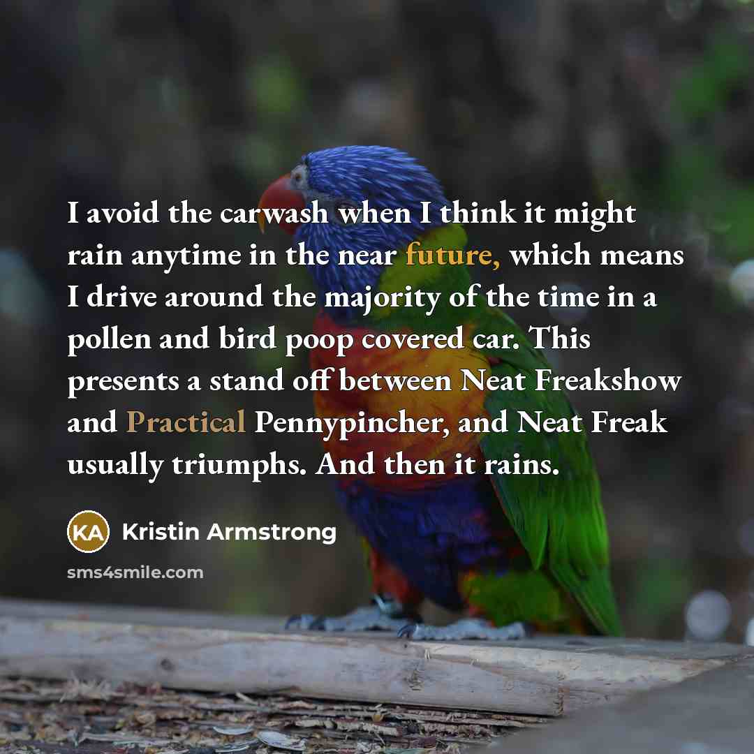 “I avoid the carwash when I think it might rain…” quote by Kristin Armstrong