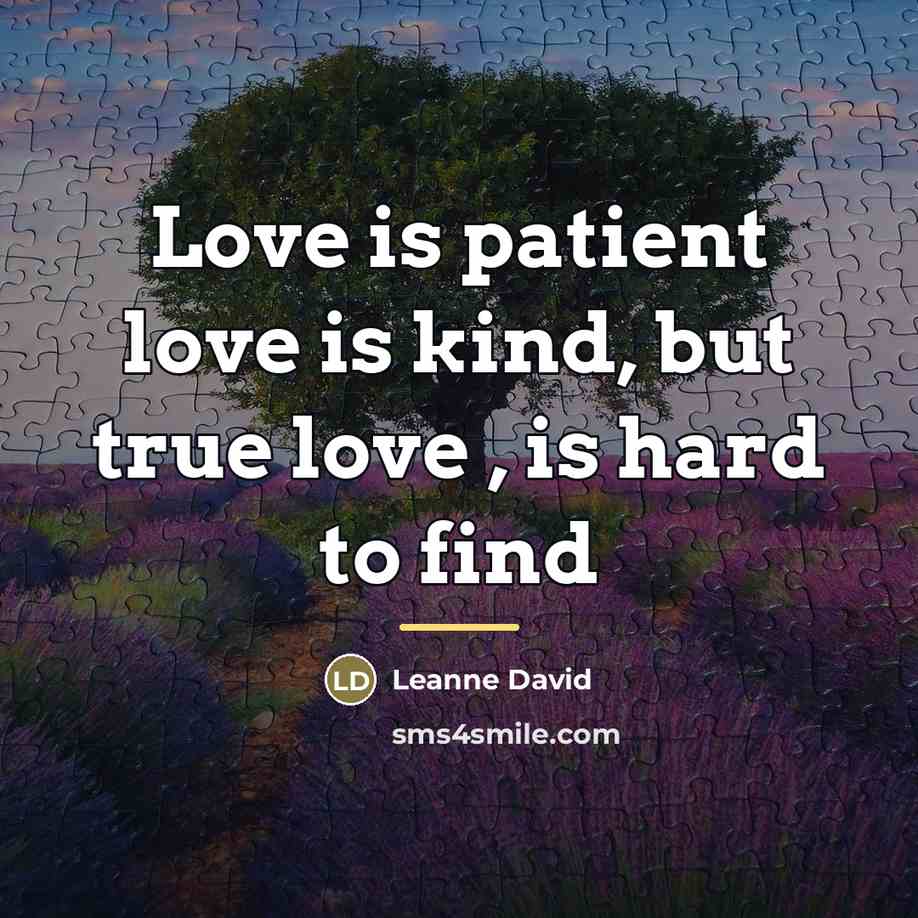 “Love is patient love is kind, but true love ,…” quote by Leanne David