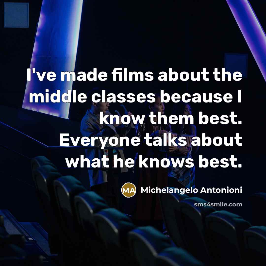 “I've made films about the middle classes because I know…” quote by Michelangelo Antonioni