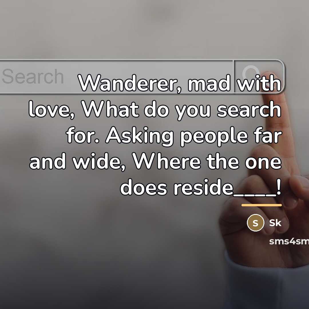 “Wanderer, mad with love, What do you search for. Asking…” quote by SK