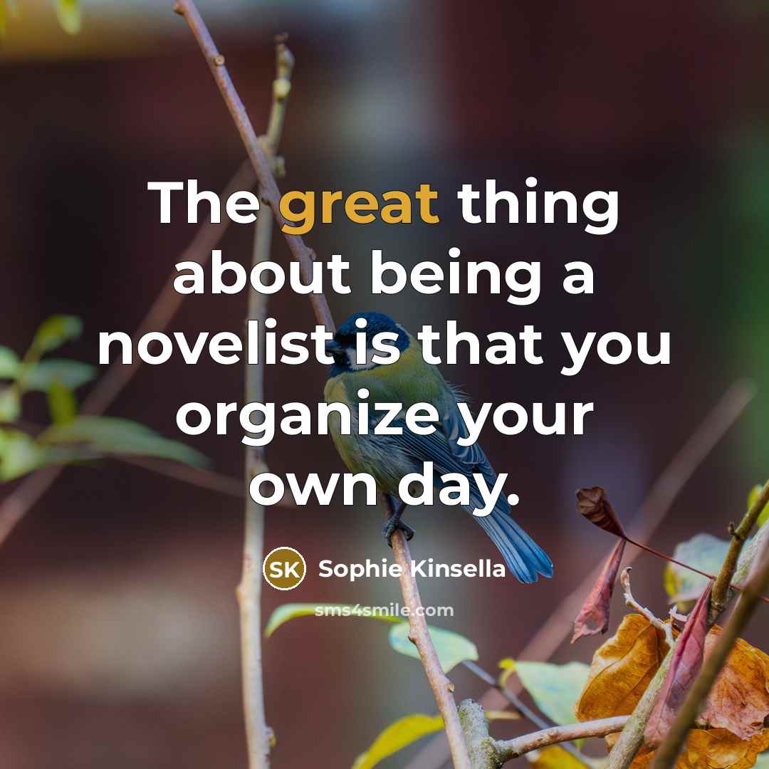 “The great thing about being a novelist is that you…” quote by Sophie Kinsella