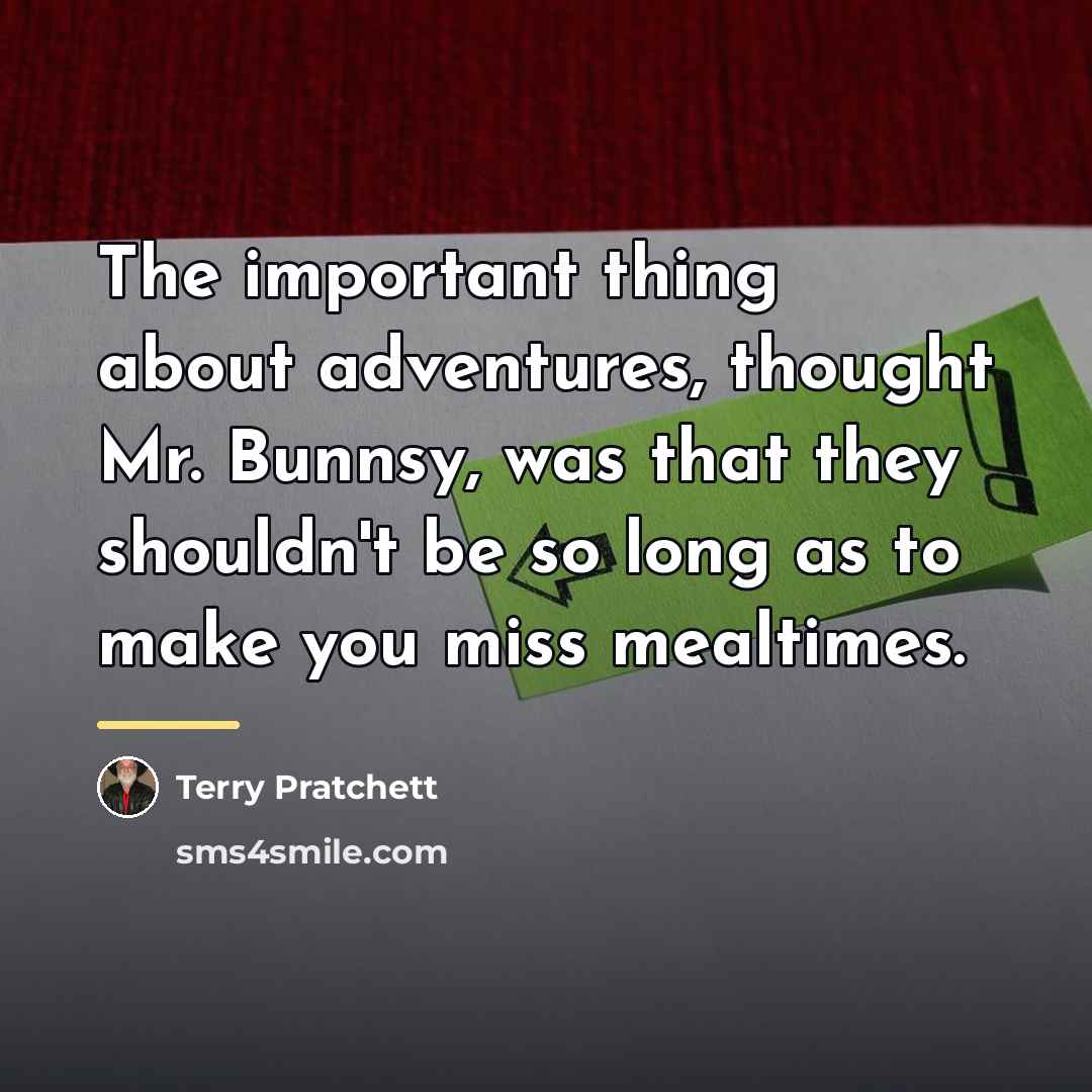 “The important thing about adventures, thought Mr. Bunnsy, was that…” quote by Terry Pratchett