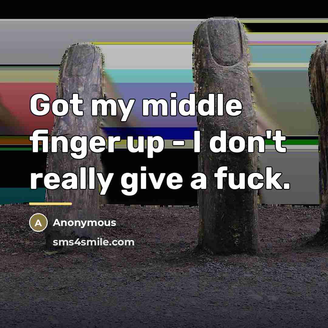 “Got my middle finger up - I don't really give…” quote by Anonymous