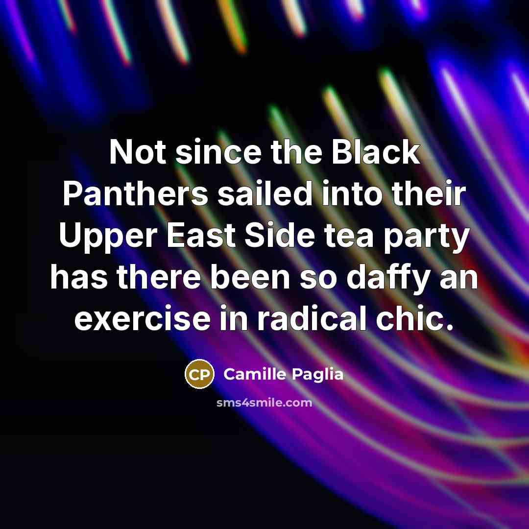 “Not since the Black Panthers sailed into their Upper East…” quote by Camille Paglia