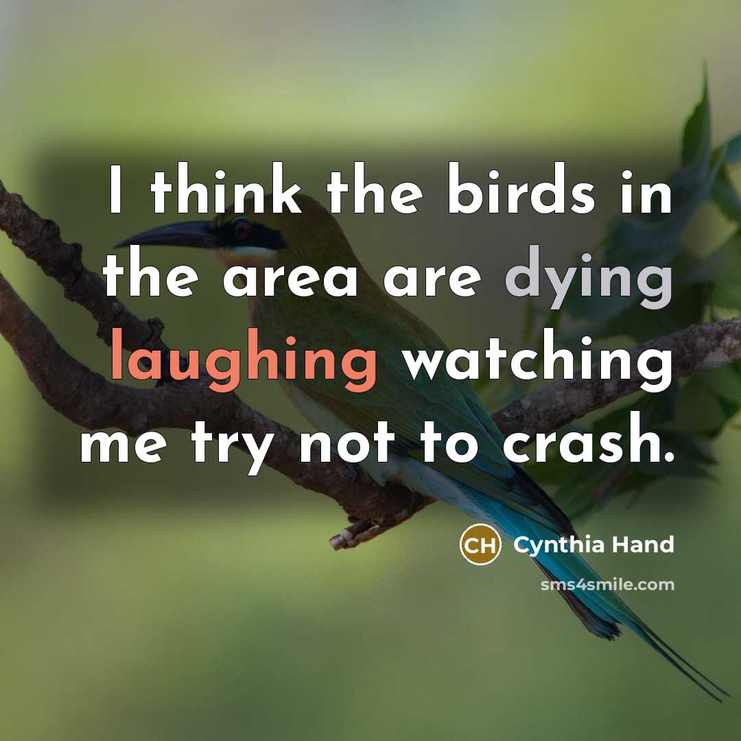 “I think the birds in the area are dying laughing…” quote by Cynthia Hand