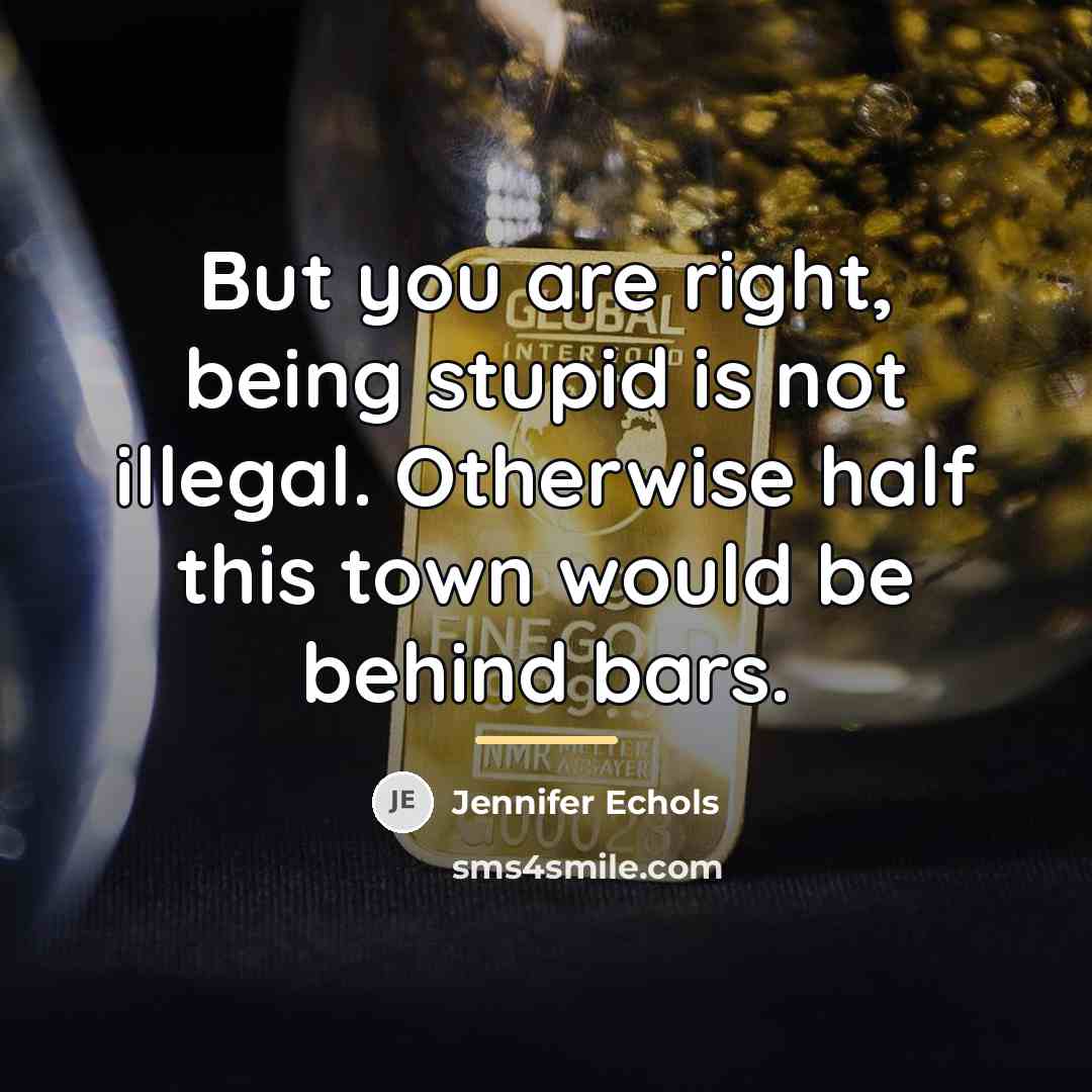 “But you are right, being stupid is not illegal. Otherwise…” quote by Jennifer Echols