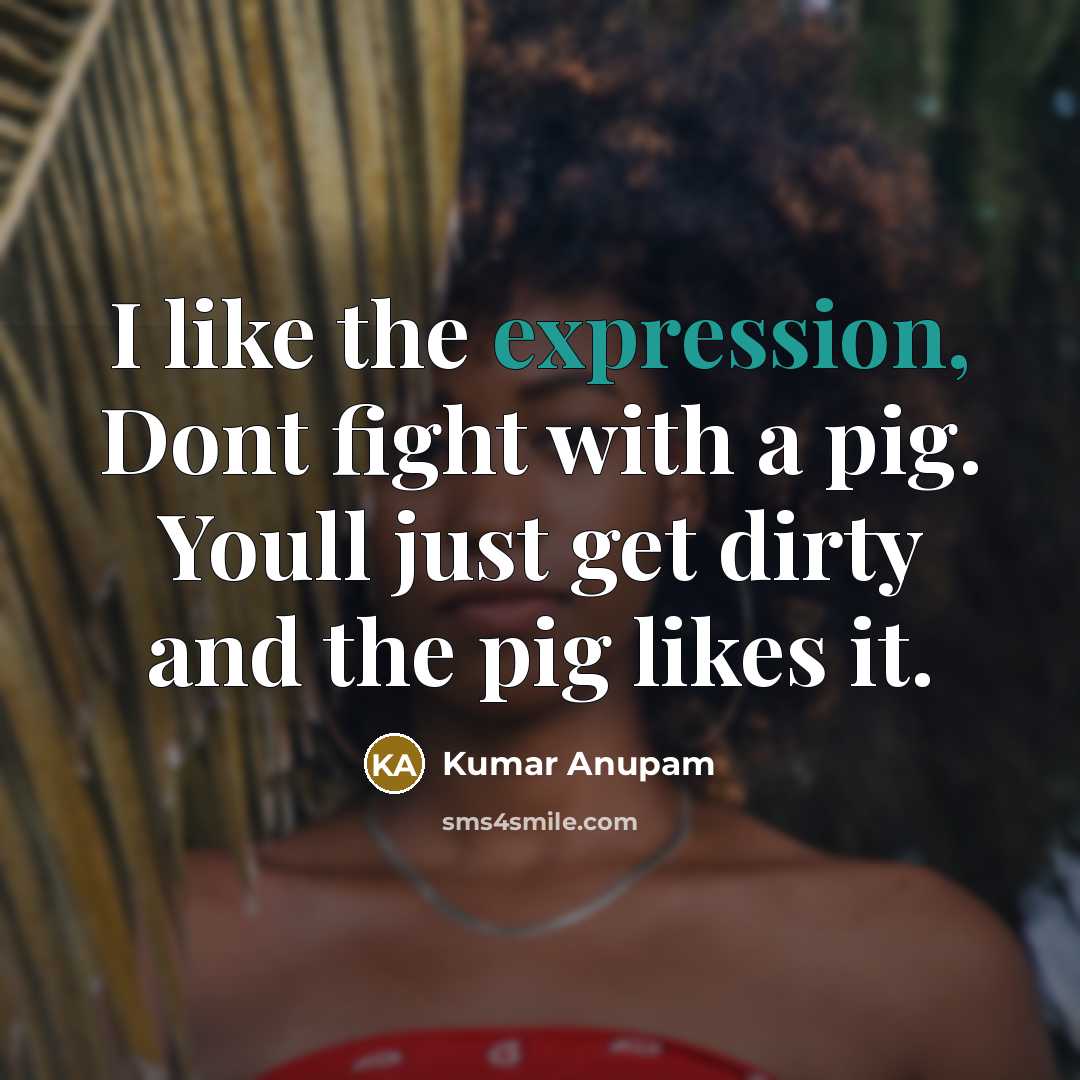 “I like the expression, Dont fight with a pig. Youll…” quote by Kumar Anupam