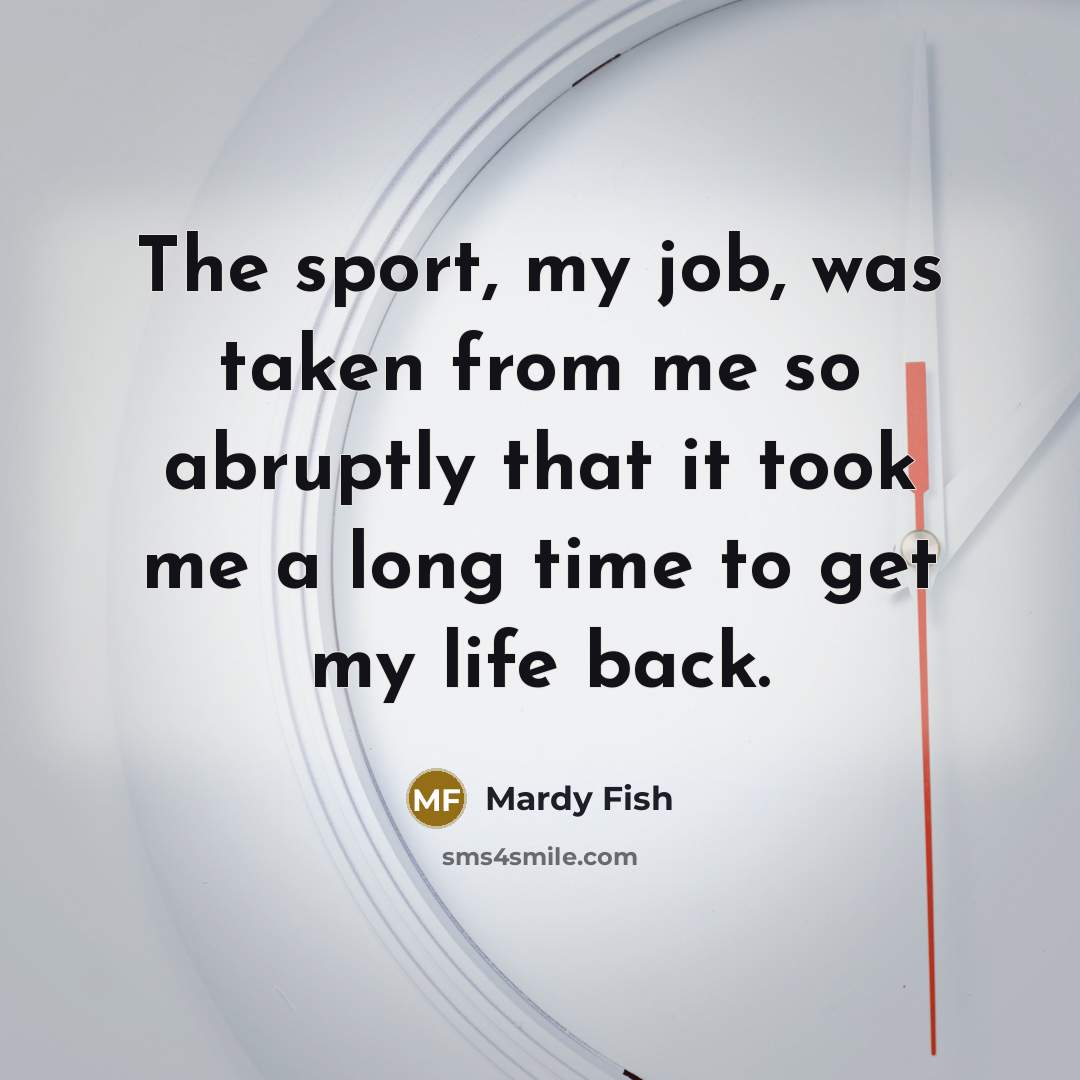 “The sport, my job, was taken from me so abruptly…” quote by Mardy Fish