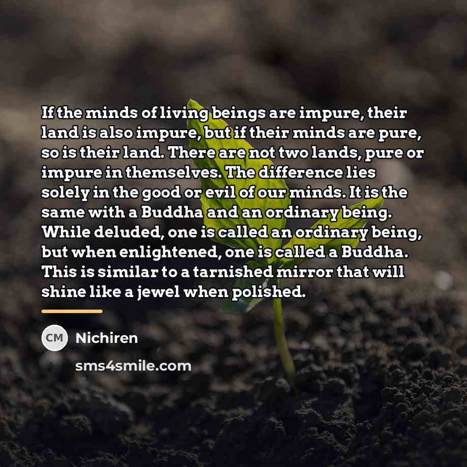 “If the minds of living beings are impure, their land…” quote by Nichiren