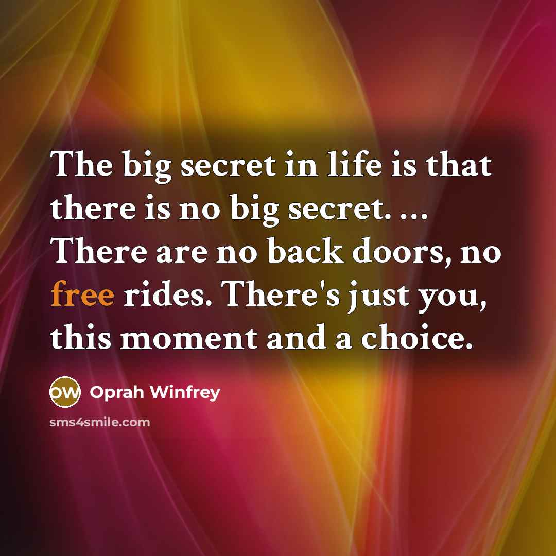 “The big secret in life is that there is no…” quote by Oprah Winfrey