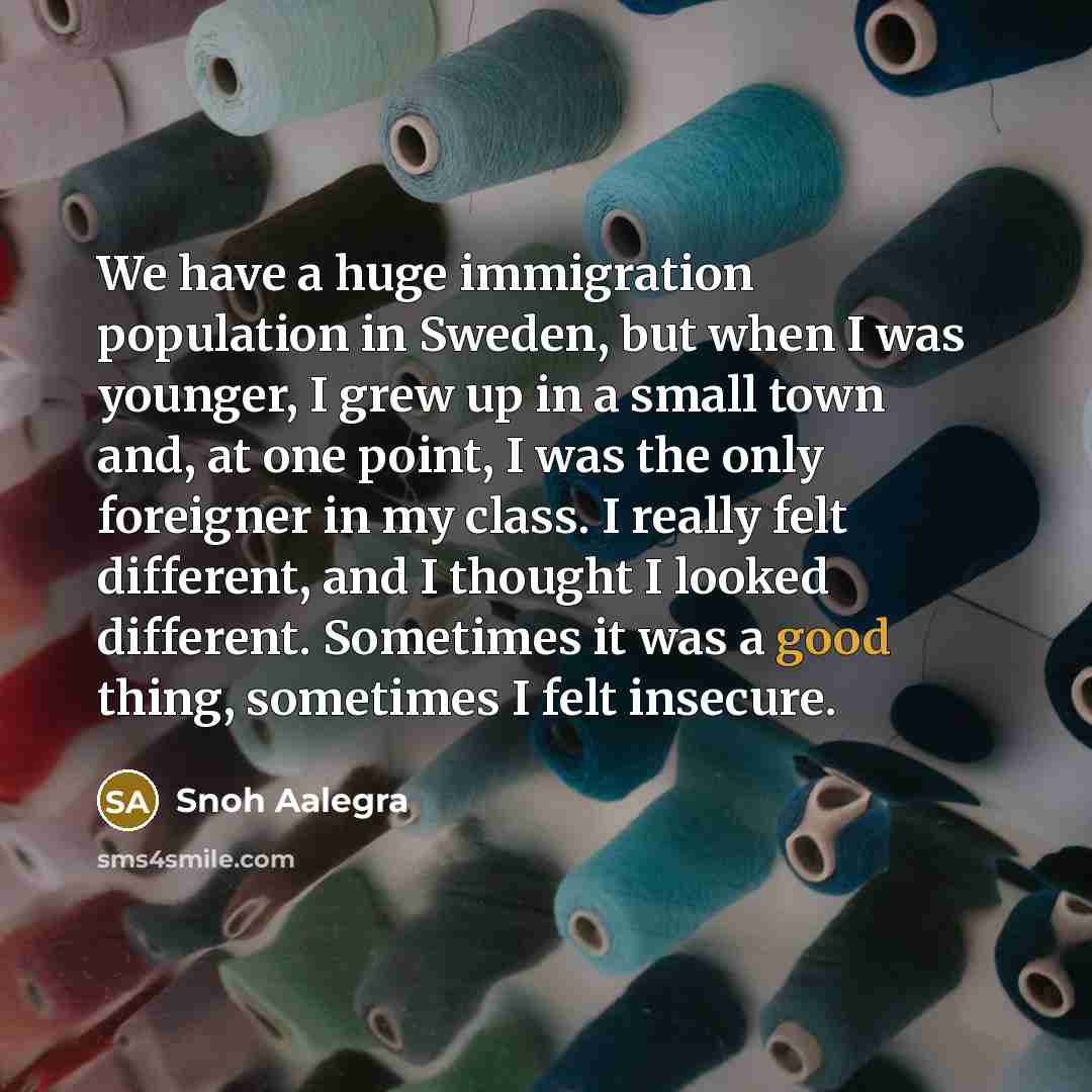 “We have a huge immigration population in Sweden, but when…” quote by Snoh Aalegra