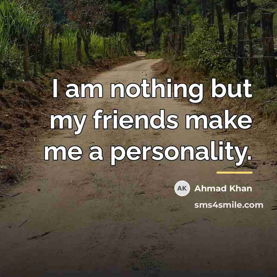 “I am nothing but my friends make me a personality.…” quote by Anonymous