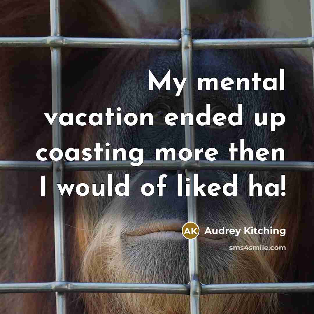 “My mental vacation ended up coasting more then I would…” quote by Audrey Kitching