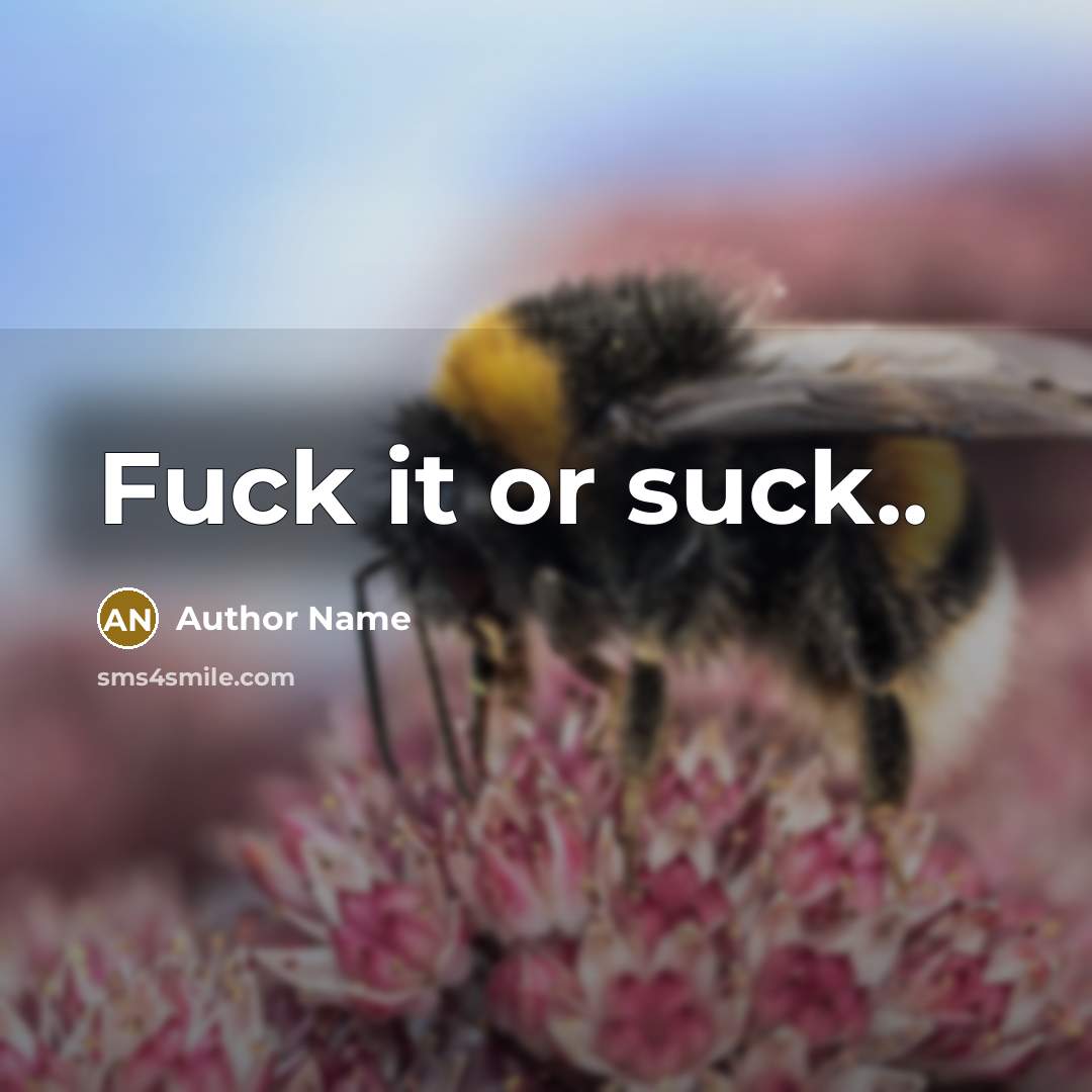 “Fuck it or suck..” quote by Author Name