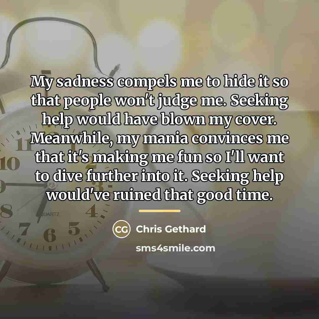 “My sadness compels me to hide it so that people…” quote by Chris Gethard