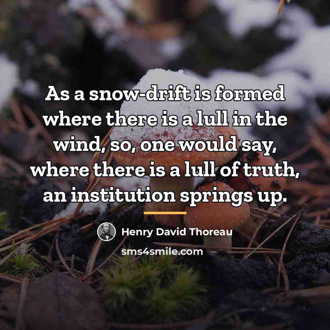 “As a snow-drift is formed where there is a lull…” quote by Henry David Thoreau