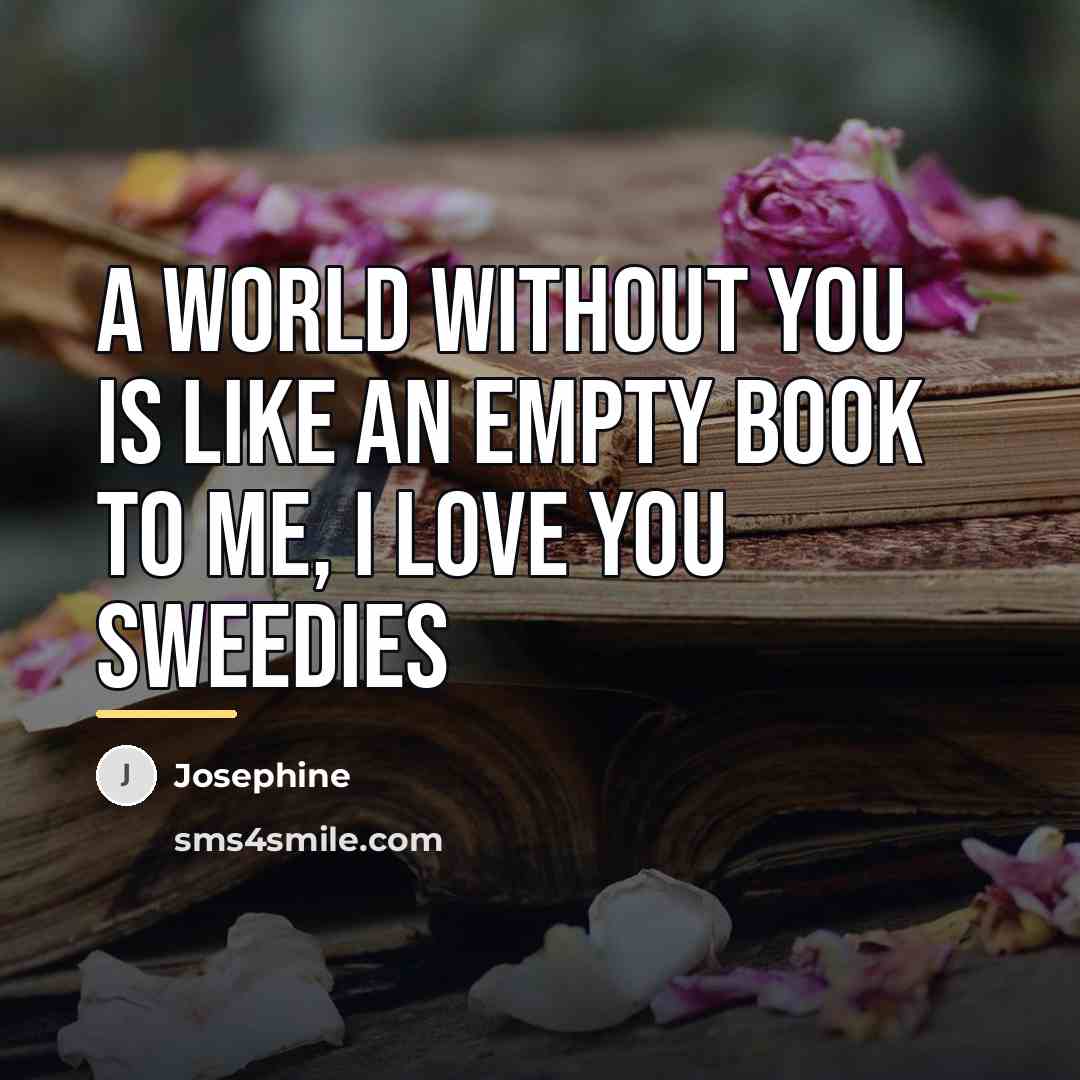“A world without you is like an empty book to…” quote by Josephine