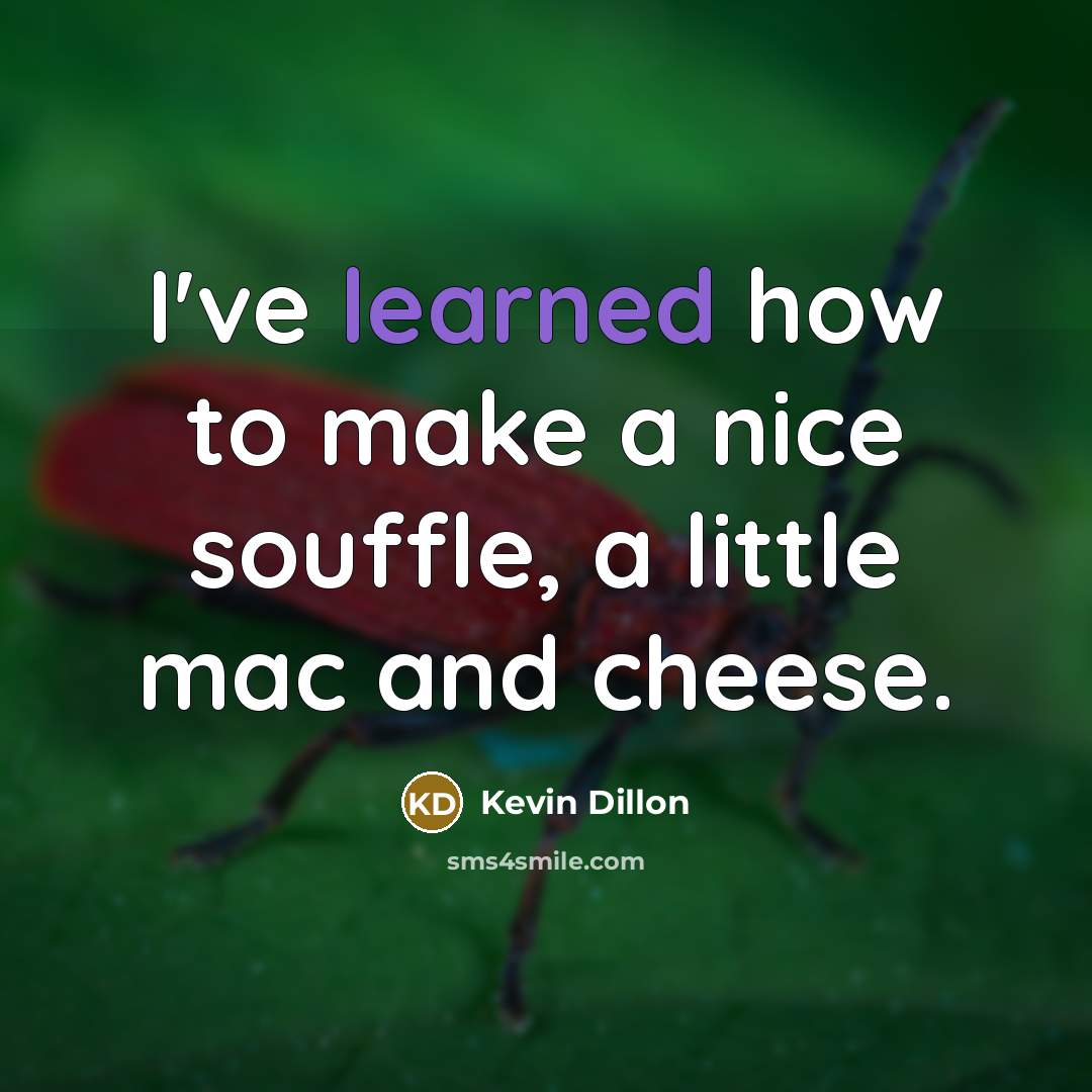 “I've learned how to make a nice souffle, a little…” quote by Kevin Dillon