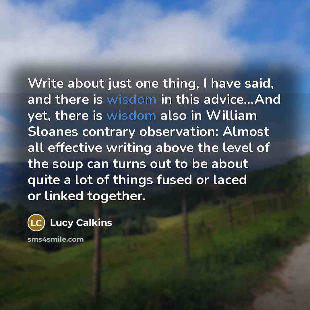 “Write about just one thing, I have said, and there…” quote by Lucy Calkins