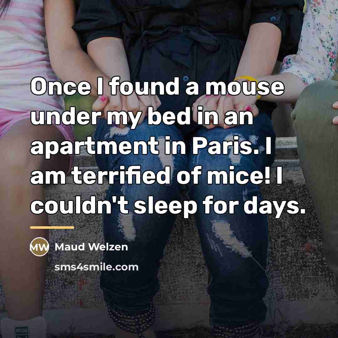 “Once I found a mouse under my bed in an…” quote by Maud Welzen